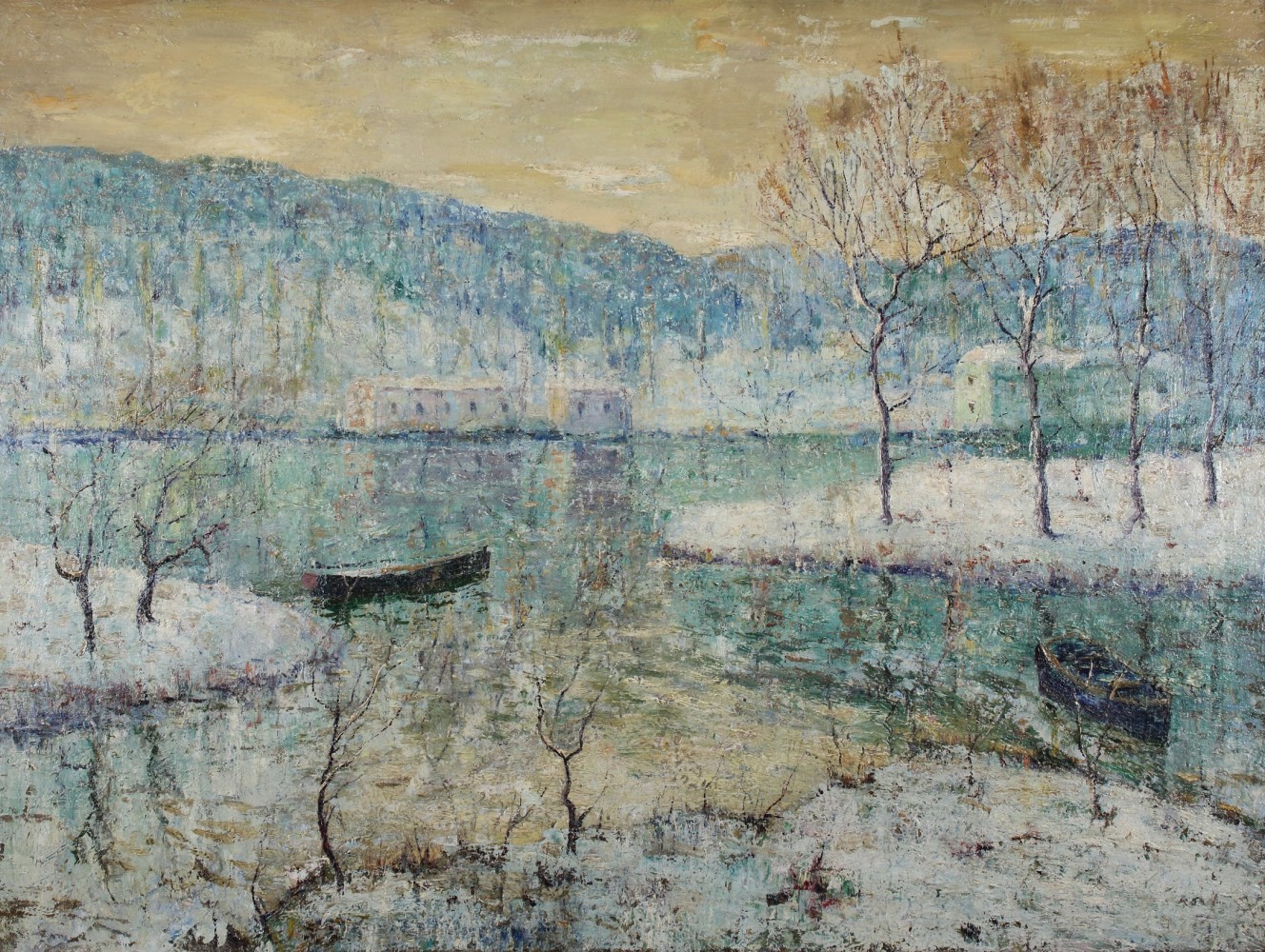 Ernest Lawson,&amp;nbsp;Winter Stream, c. 1914-18 oil on canvas,&amp;nbsp;30 1/4 x 40 1/4 inches

Available