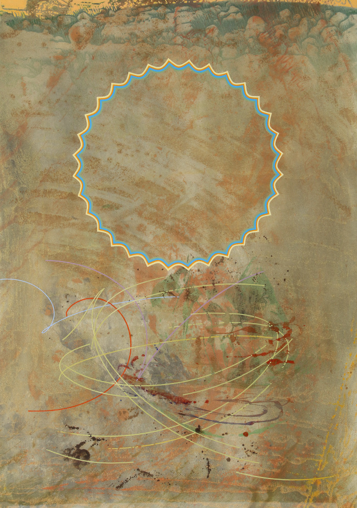 Apparent, 1982, acrylic over lithograph proof on paper, 25 1/2 x 18 inches