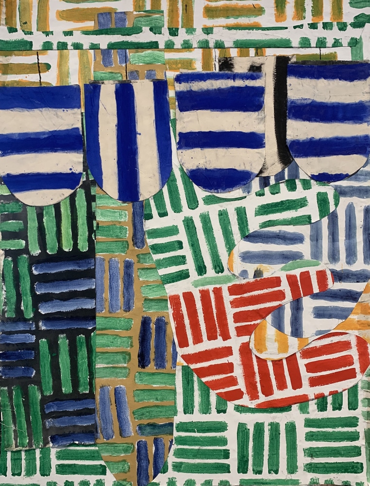 John Walker, Matilda, 2020, collage on canvas, 84 x 66 inches