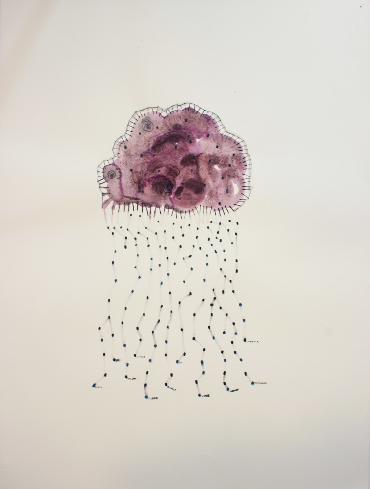 In New Delhi Times Cloud Burst of Monsoon Corona, 2020
Watercolor and pencil on paper
33” x 25.25”
TG 4659