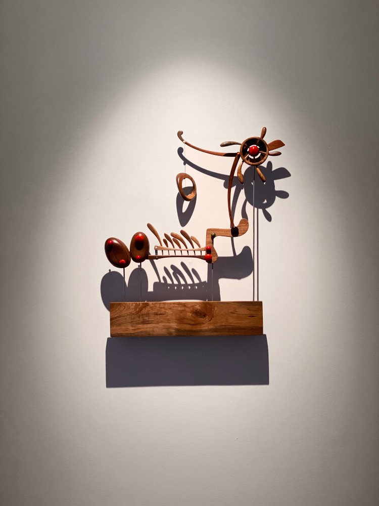 Ranjani Shettar&amp;nbsp;
The Little Mobile | 2021&amp;nbsp;
Teak wood, steel and lacquered wood
32&amp;quot; x 29&amp;quot; x 4.5&amp;quot;
TG 4333