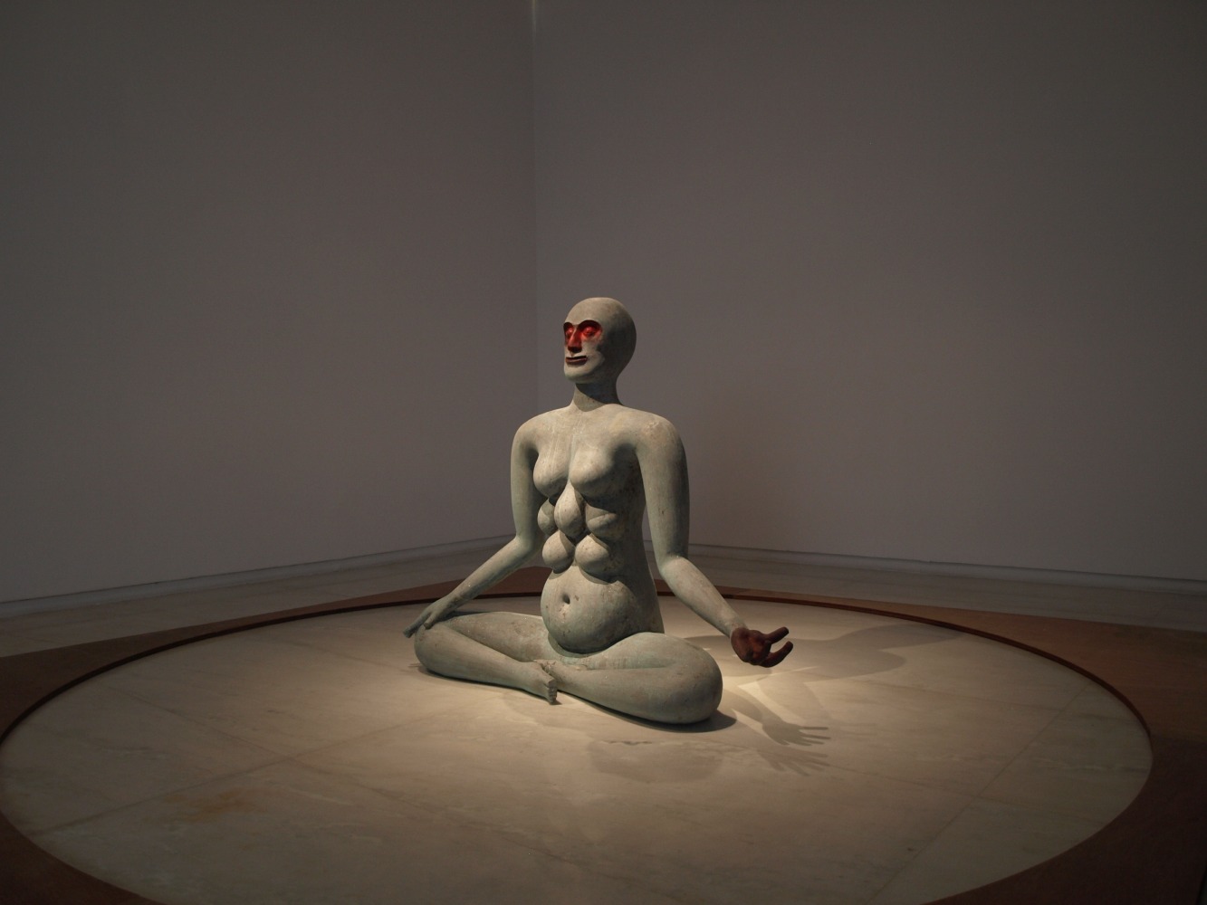 The Round Ocean and the Living Death, 2019-2020
Fiberglass, granite dust & plywood
42" x 50" x 19" (Figure)
42" x 120" x 120" (Overall dimensions, in 5 parts)
 