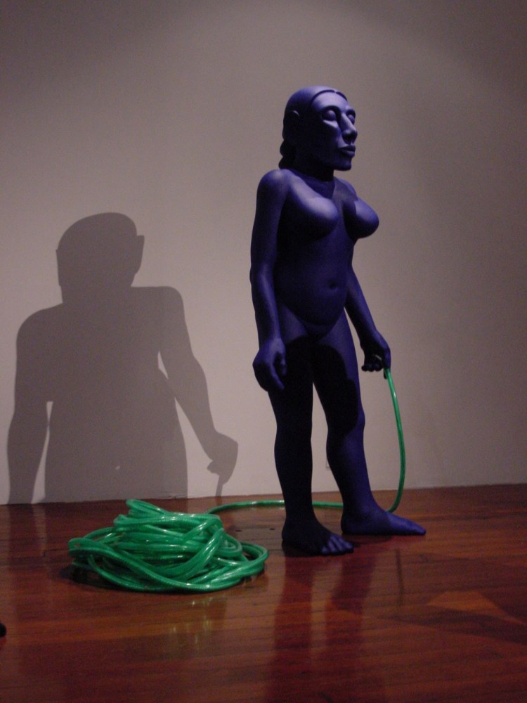 Untitled, 2002
Indigo pigment on teak wood
65" x 32" x 20"