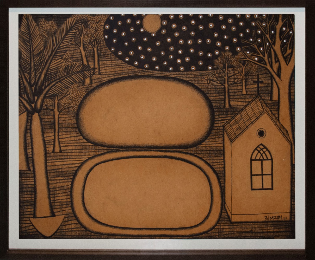 N.N. Rimzon
Church Under the Night Sky, 2020
Charcoal on paper
15 3/4" x 21 1/4" | Framed 18 1/2" x 24 1/4"
TG# 4674