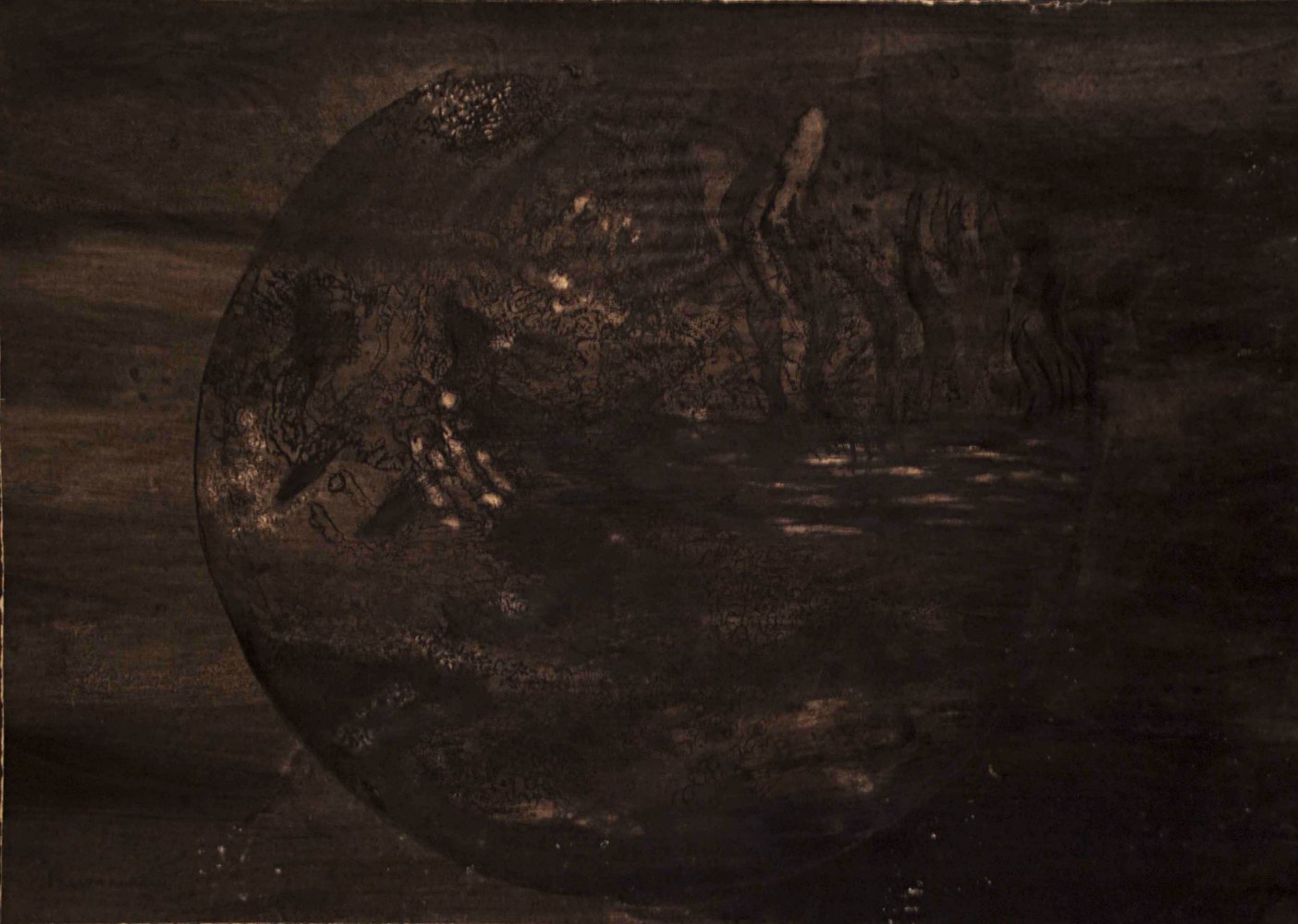 One into three, 1993

Charcoal and ink, graphite on print, on paper

22 3/4&amp;rdquo;x 31 3/4&amp;quot;