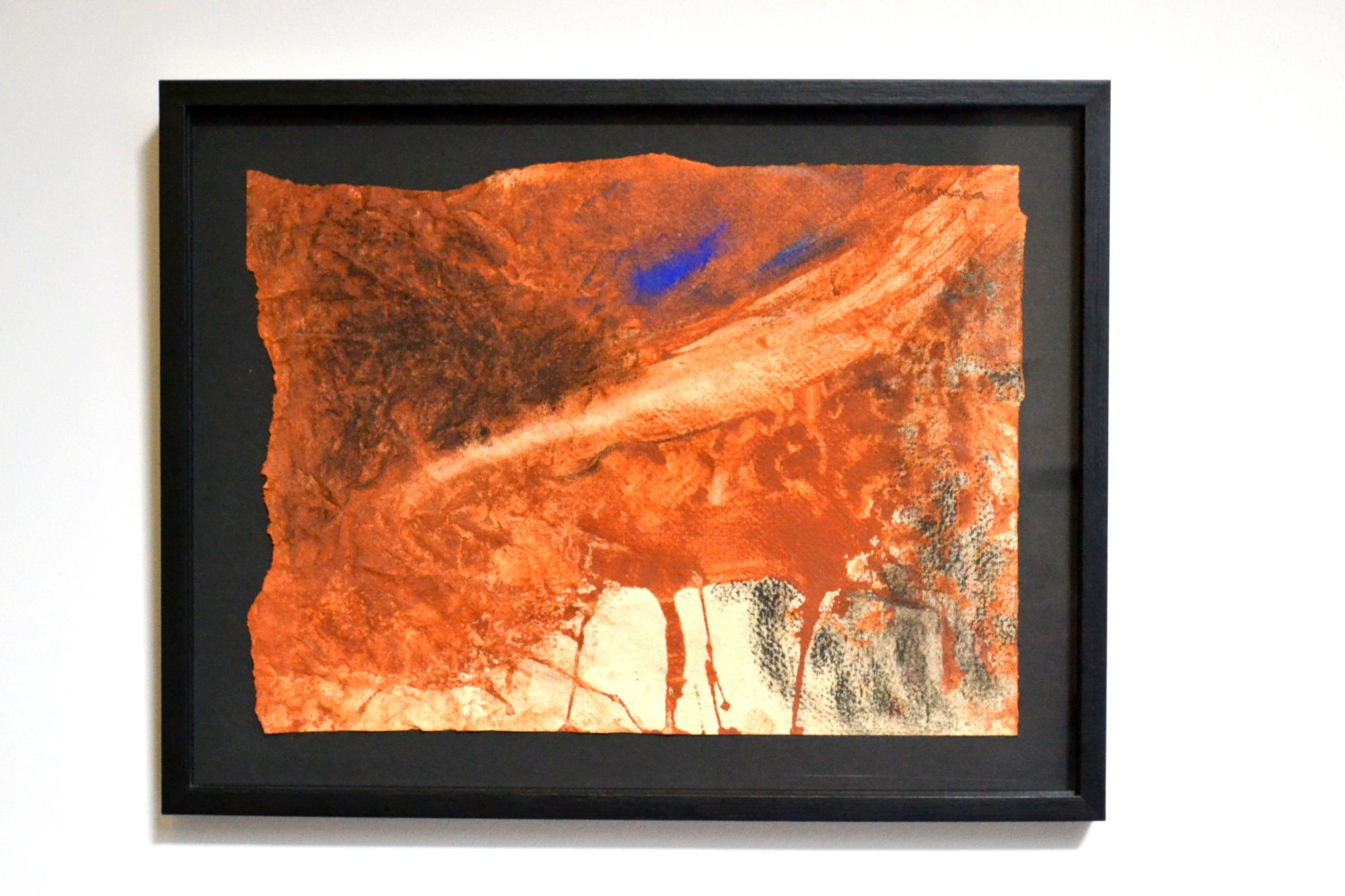 Fluid, 1993
Indigo and earth pigment, charcoal on crushed paper
14″ x 18