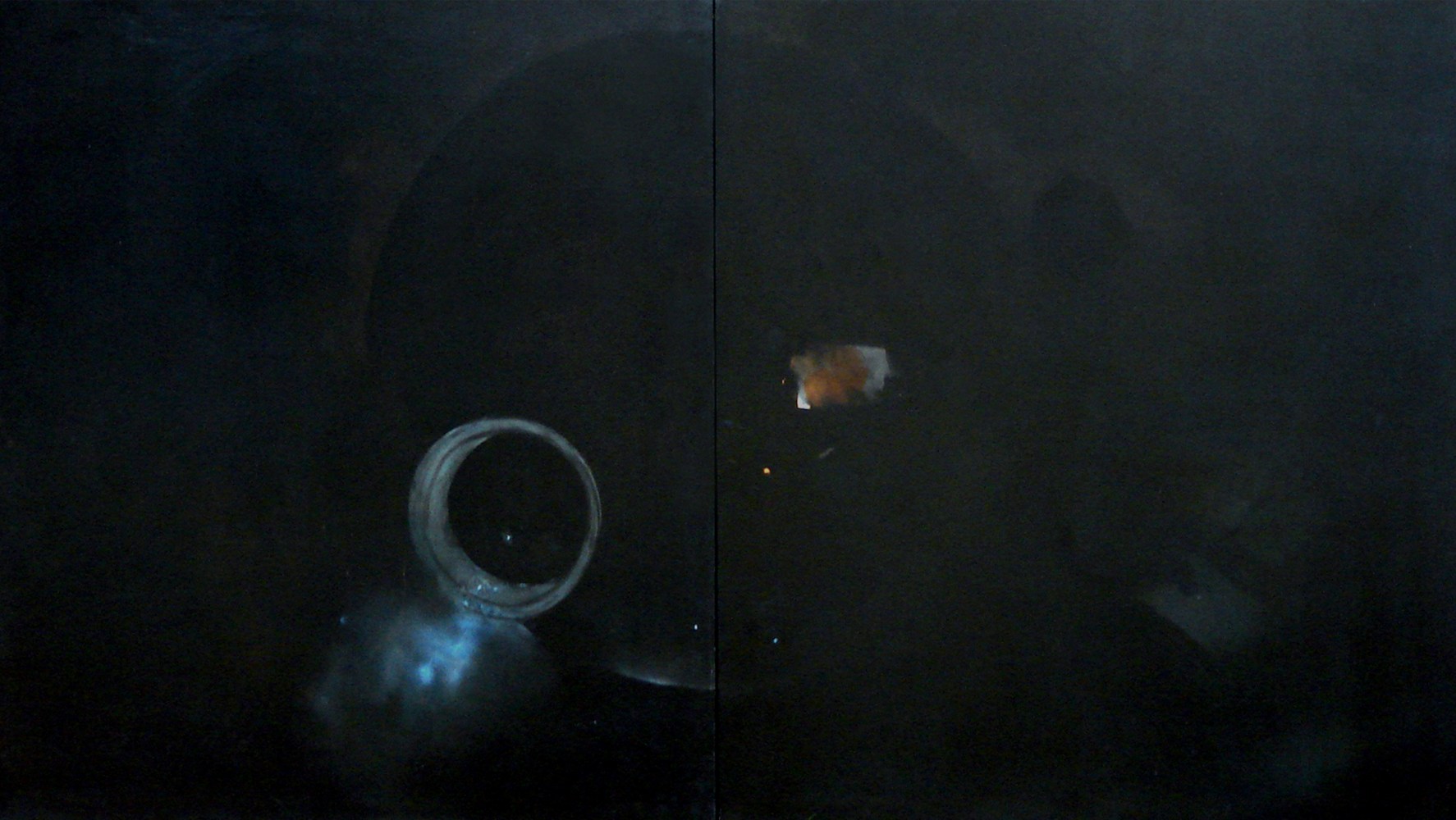 Dark Home, 2001
Oil, acrylic, charcoal and graphite on canvas
60" x 105"
