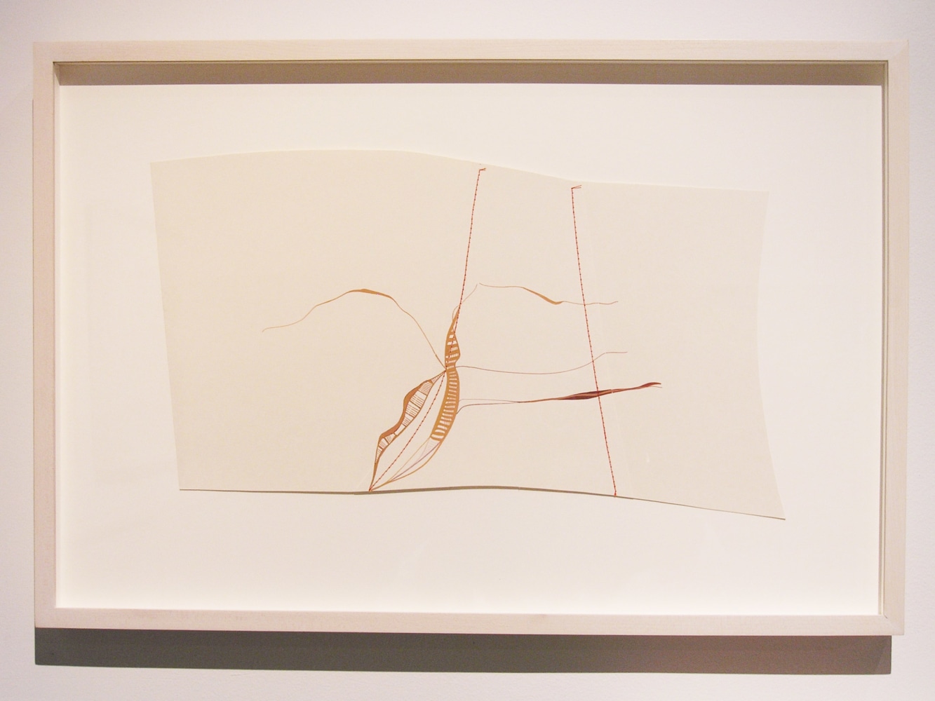 Careful now, 2005
Gouache and thread on paper
9" x 16 1/2"