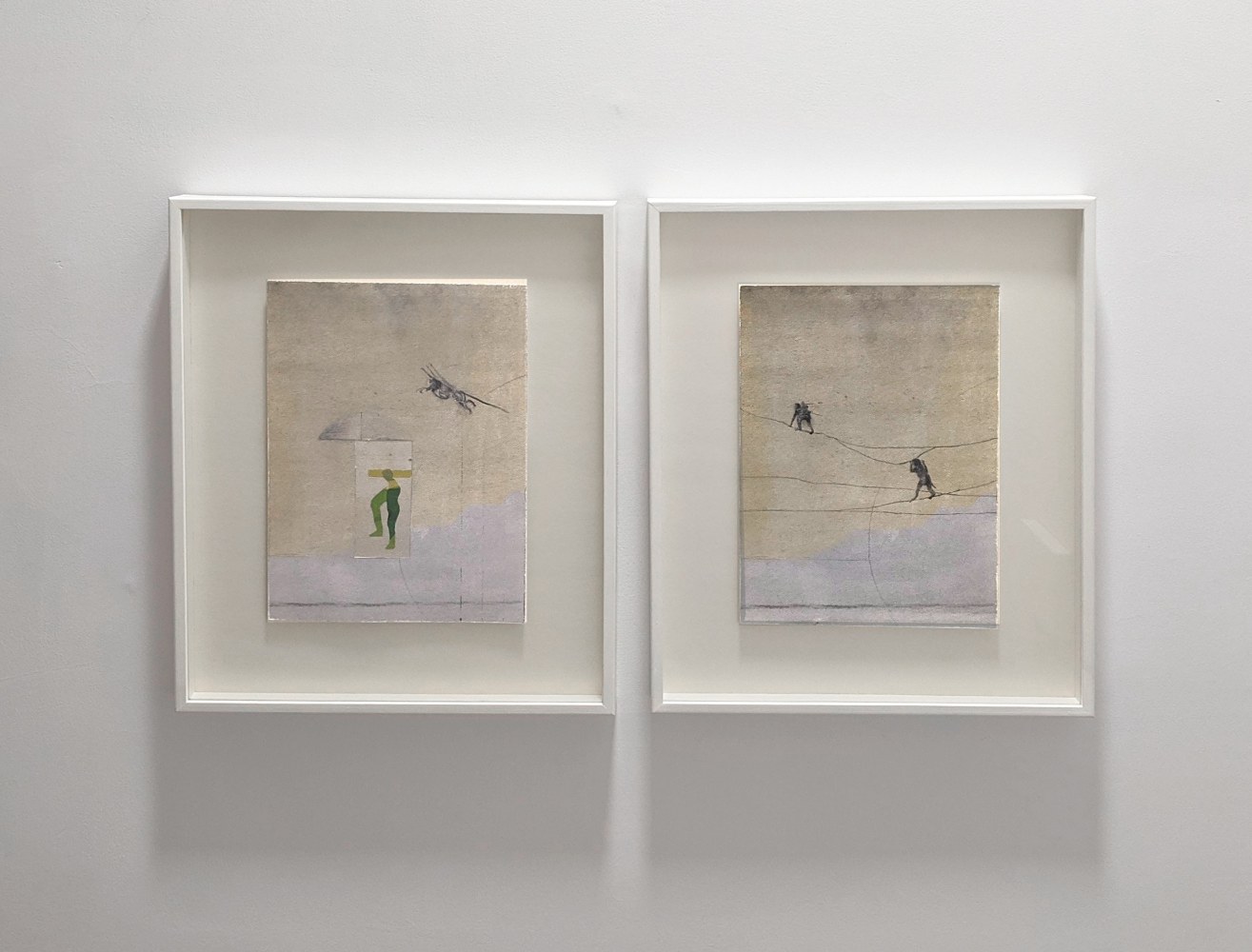 Trouble, 2021
Watercolor, gouache, graphite, ink, collage, archival pigment, archival paper  
17" x 13" (Each of 2) 