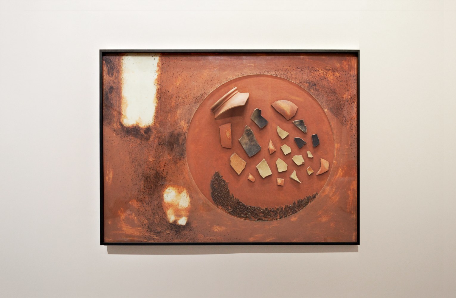 Earth Picture,&amp;nbsp;1993
Ink on cut acrylic, terracotta, earth pigment and iron nails on board
48 1/2 x 36 1/2&amp;quot;