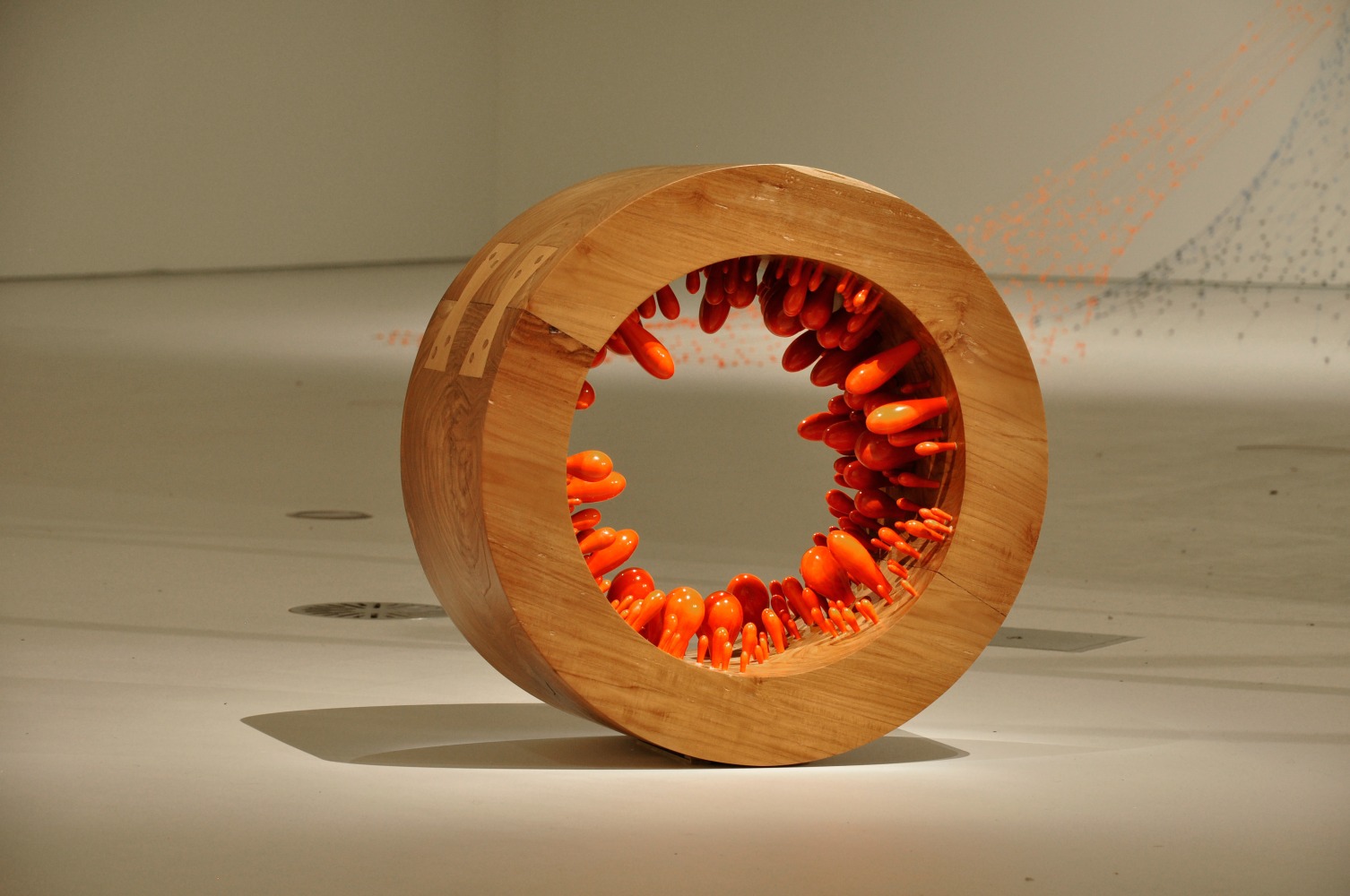 Flame of the Forest, 2011
Carved teak wood, lacquered wood and pigments 
24" x 24" x 11 1/2"
