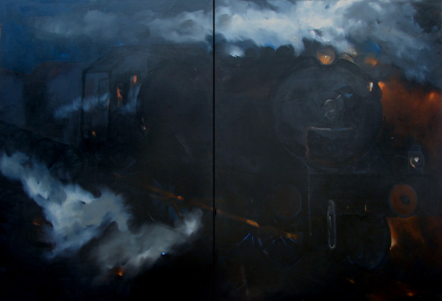 E-mail, 2002
Oil, acrylic, charcoal and graphite on canvas
89" x 131"