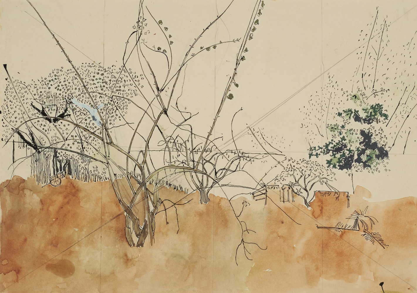 Untitled,&amp;nbsp;ca. 1960
Ink, graphite and watercolor on paper
13 3/5&amp;rdquo; x 19 3/10&amp;rdquo;
TG 1282