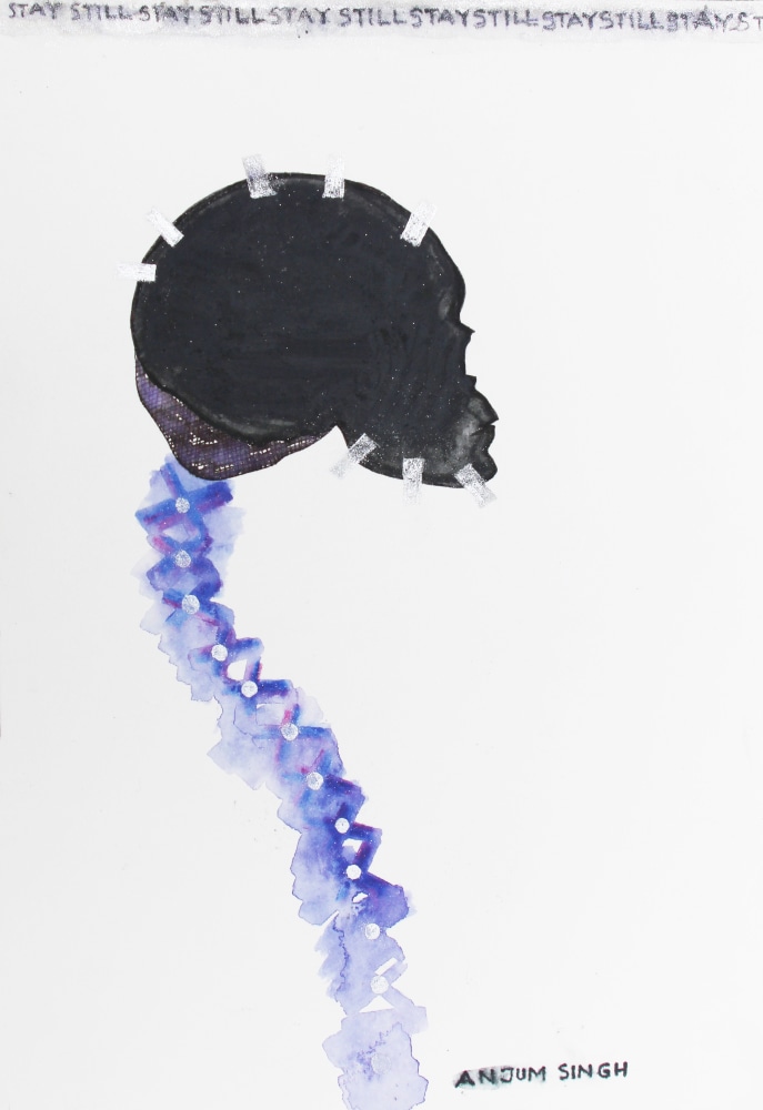 Stay Still, 2014
Dry pastel, watercolor pencil and ink on paper
10.25”x 713”