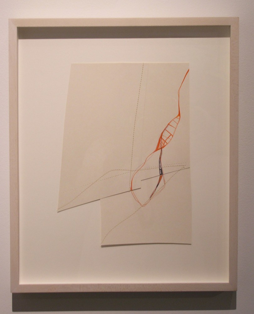 Just look where you are going, 2005
Gouache and thread on paper
11 3/4" x 9"