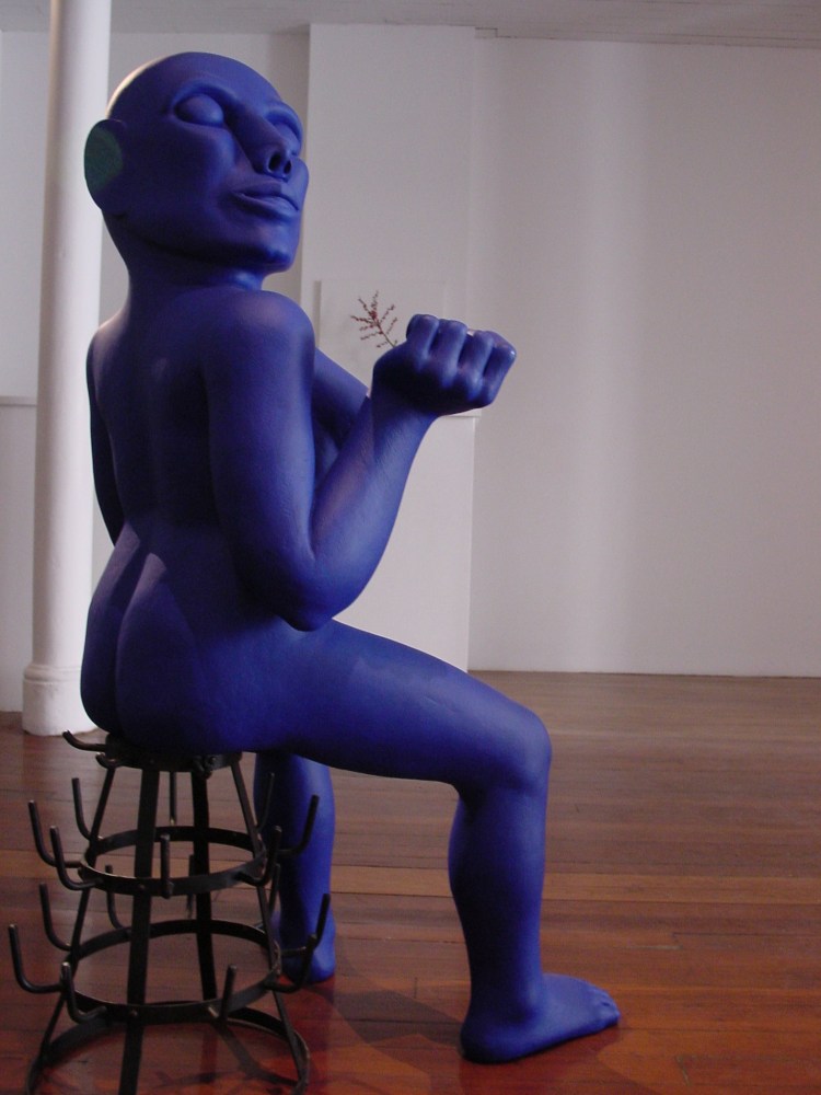 Untitled, 2002
Indigo pigment on teak wood
60" x 40"