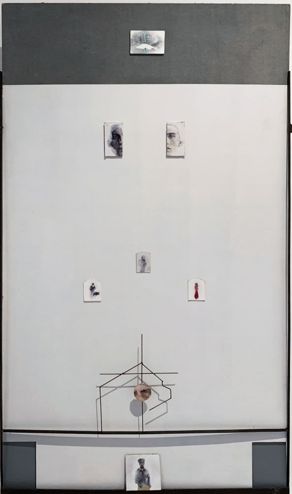 Roots and branches / fragmented family, 2019
Watercolor, graphite, paper pulp, canvas, oil, acrylic, archival paper, board, artist-designed cast iron frame
60" x 33.25" 