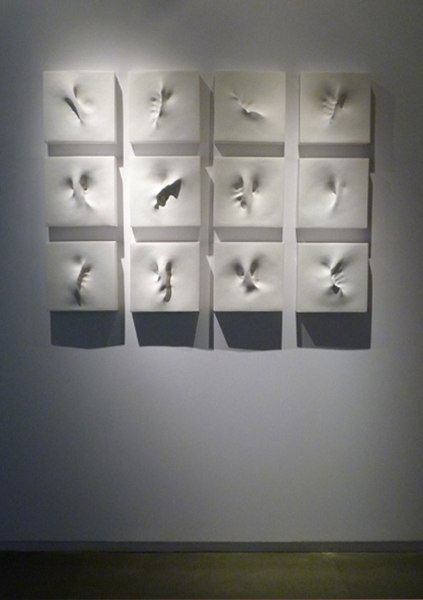 Hidden Waves, 2008
Fiberglass and acrylic
12" x 12" x 2 1/2" (Each of 12)