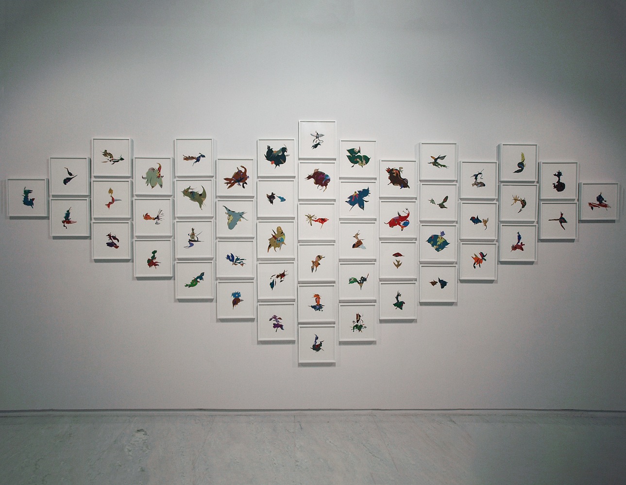 Springtime in Paradise, 2015-16
Acrylic and collage on paper
12" x 12" (Each of 50)
Overall Dimensions 80" x 200"