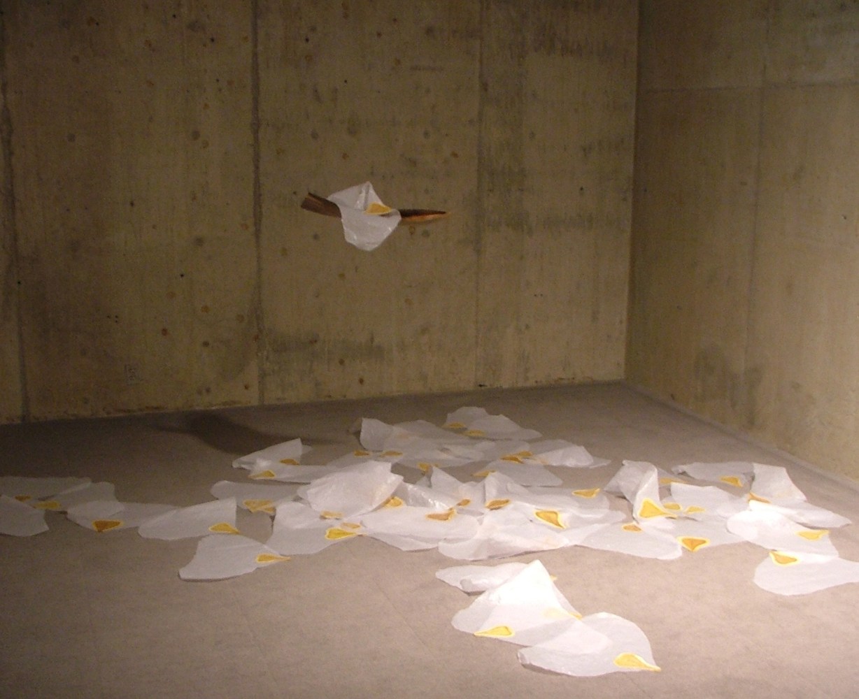 Ranjani Shettar
Container and Content 1, 2000/2005
Acrylic on paper, synthetic resin, string, coconut wood&amp;nbsp;
110&amp;Prime; x 102&amp;Prime; x 46&amp;Prime;