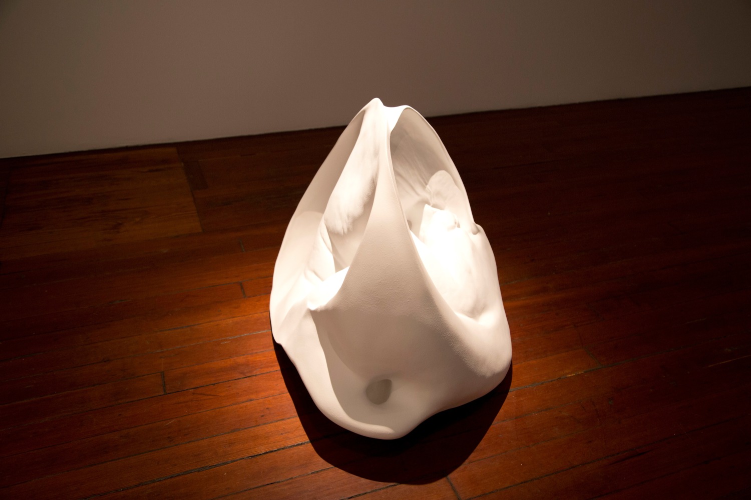 Unfold, 2012
Cast from artist's body, fiberglass and acrylic
24" x 38" x 26"