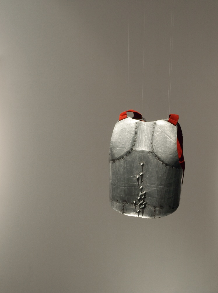 Naiza Khan

Bullet-proof Vest,&amp;nbsp;2009

Galvanised Steel and suede leather

9&amp;quot; x 16&amp;quot; x 21&amp;quot;