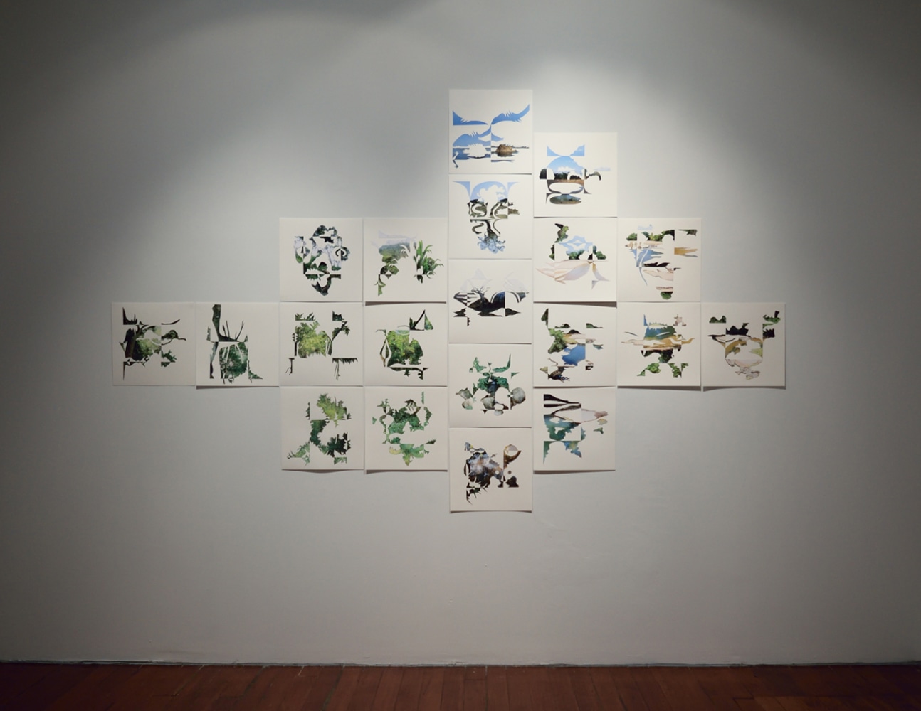 Landscape Unfolded, 2014
Collage
70" x 112"
13 3/4" x 13 3/4" (each of 20)