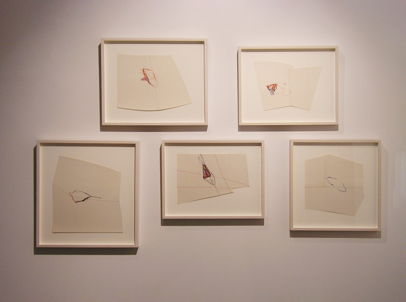 Upside down, 2005
Just trying out something, 2005
Two at a time, 2005
Falling from above, 2005
Ok one more time, 2005
Gouache and thread on paper