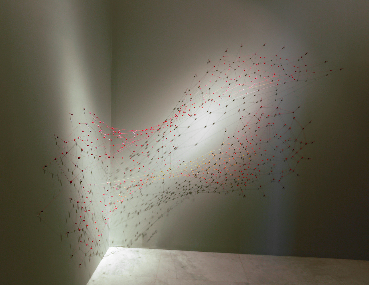 How long before another turn, 2016
Beeswax, pigments and wooden beads
74" x 109" x 24"