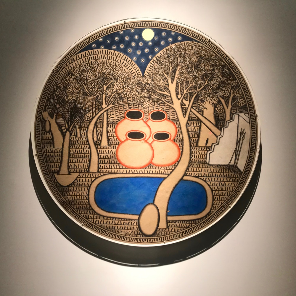 In Initiating the Mortals, 2017
Acrylic on paper
39" Diameter
 