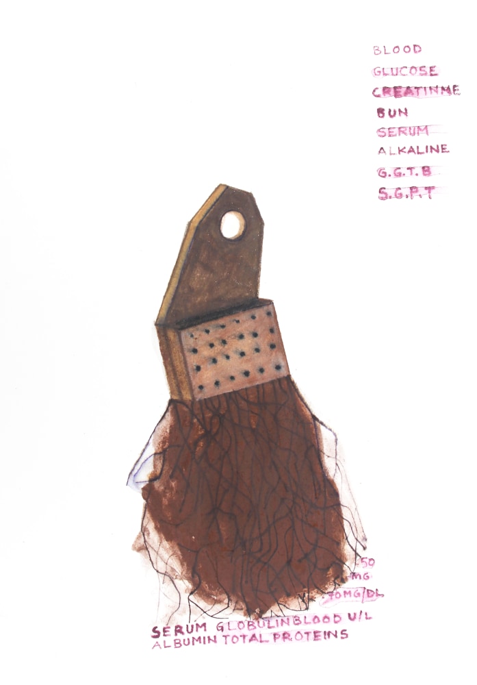 Roots etc., 2014
Watercolor pencils and dry pastel on paper
10&amp;Prime; x 7&amp;Prime;
TG 3614