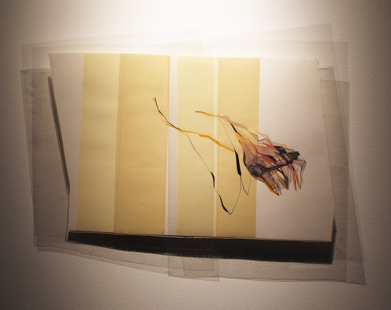 Isn't It Easier Like This, 2010
Gouache, cotton thread on paper, plastic sheets
15 3/4" x 21 1/2"