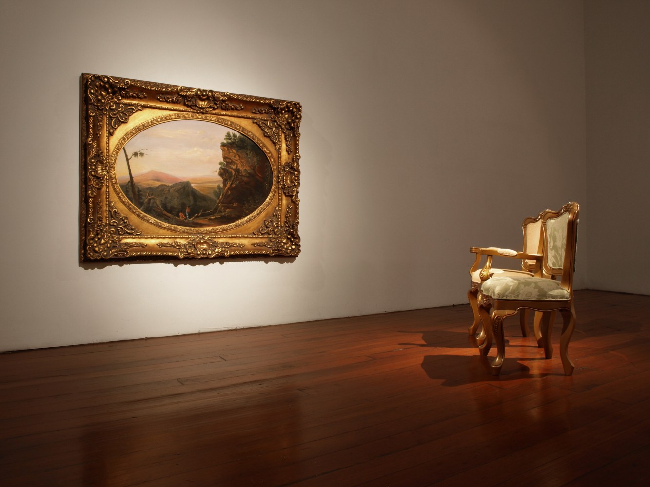 The Indians Viewing the Landscape,&amp;nbsp;2010

Acrylic on canvas on board
Chairs: wooden, painted and upholstered

49&amp;quot; x 37&amp;quot;

&amp;nbsp;