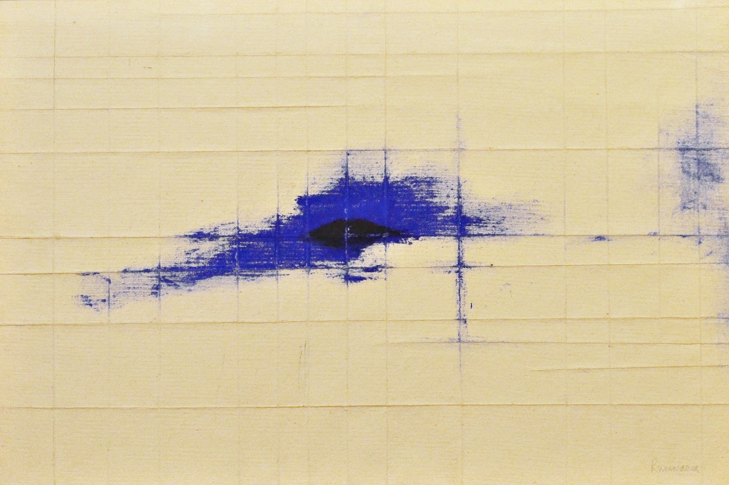 Love over reason, 1993
Indigo pigment and charcoal on folded paper
16 1/4” x 23 1/4”