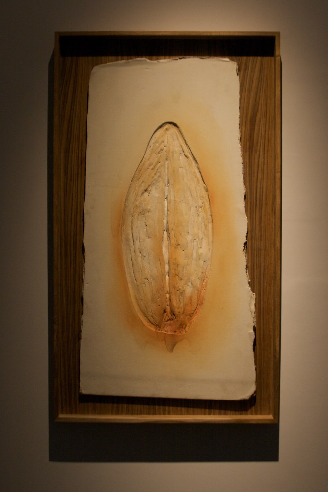 Tunnel Echoes, 1994
Earth pigment and acrylic on carved gypsum board
36 3/4" x 21"