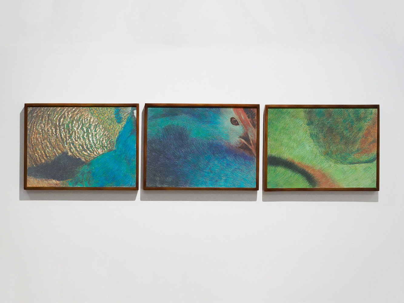 Untitled, 2018-19
Acrylic and pigments on wood
12 3/8” x 16 1/2” (each of 3) / 12 3/8” x 51”