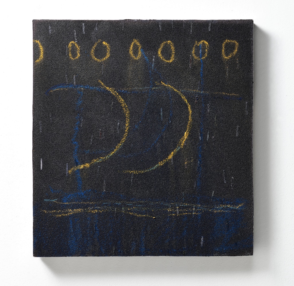 Pier Paolo Calzolari 
Untitled, 2021
Pigmented salt, oil pastels, pastels à l’écu, lead
75 x 70 x 6 cm / 29 1/2 x 27 1/2 x 2 3/8 in.
Enquire