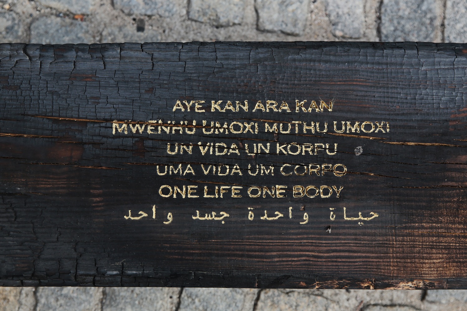 Grada Kilomba
Untitled Poem (one life, one body), 2022
Charcoal log with gold leaf engraving
30 x 30 x 90 cm / 11.8 x 11.8 x 35.4 in.
Enquire