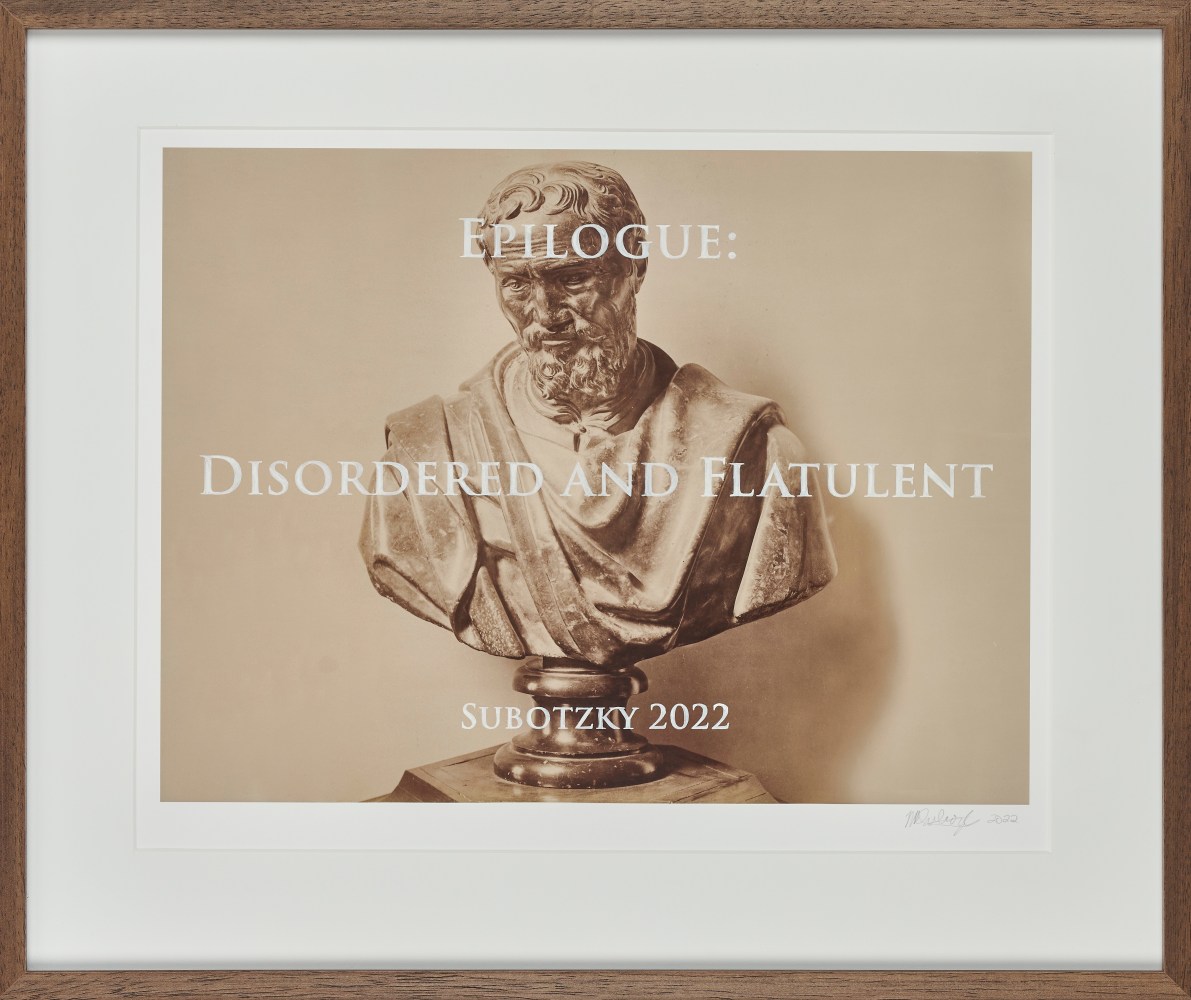 I - Epilogue : Disordered and Flatulent

2022

Ink and watercolour on cotton rag paper

Image: 36 x 44.87 cm

Enquire