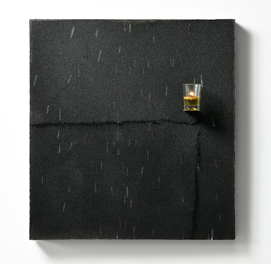 Pier Paolo Calzolari 
Untitled, 2021
Pigmented salt, oil pastels, pastels à l’écu, glass, oil candle, iron, lead
75 x 70 x 14.5 cm / 29 1/2 x 27 1/2 x 5 3/4 in.
Enquire