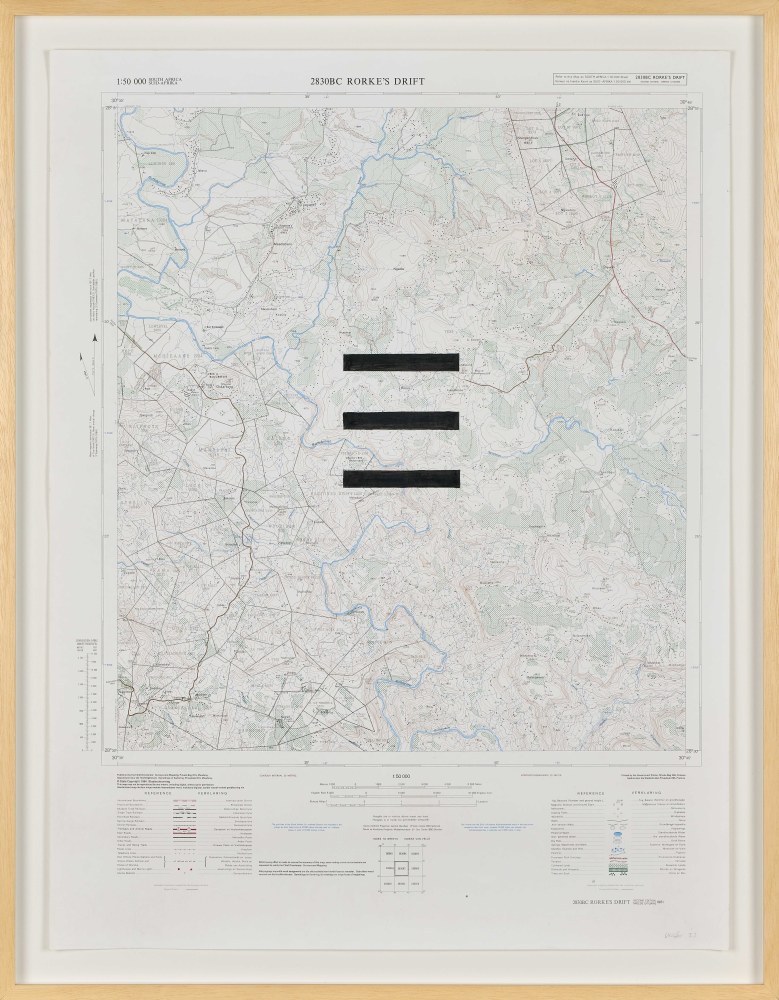 Jeremy Wafer

Location 3, 2023

1:50 000 scale Government issue map of

a South African location, ink and paint

77 x 58 cm / 195.6 x 147.3 in.