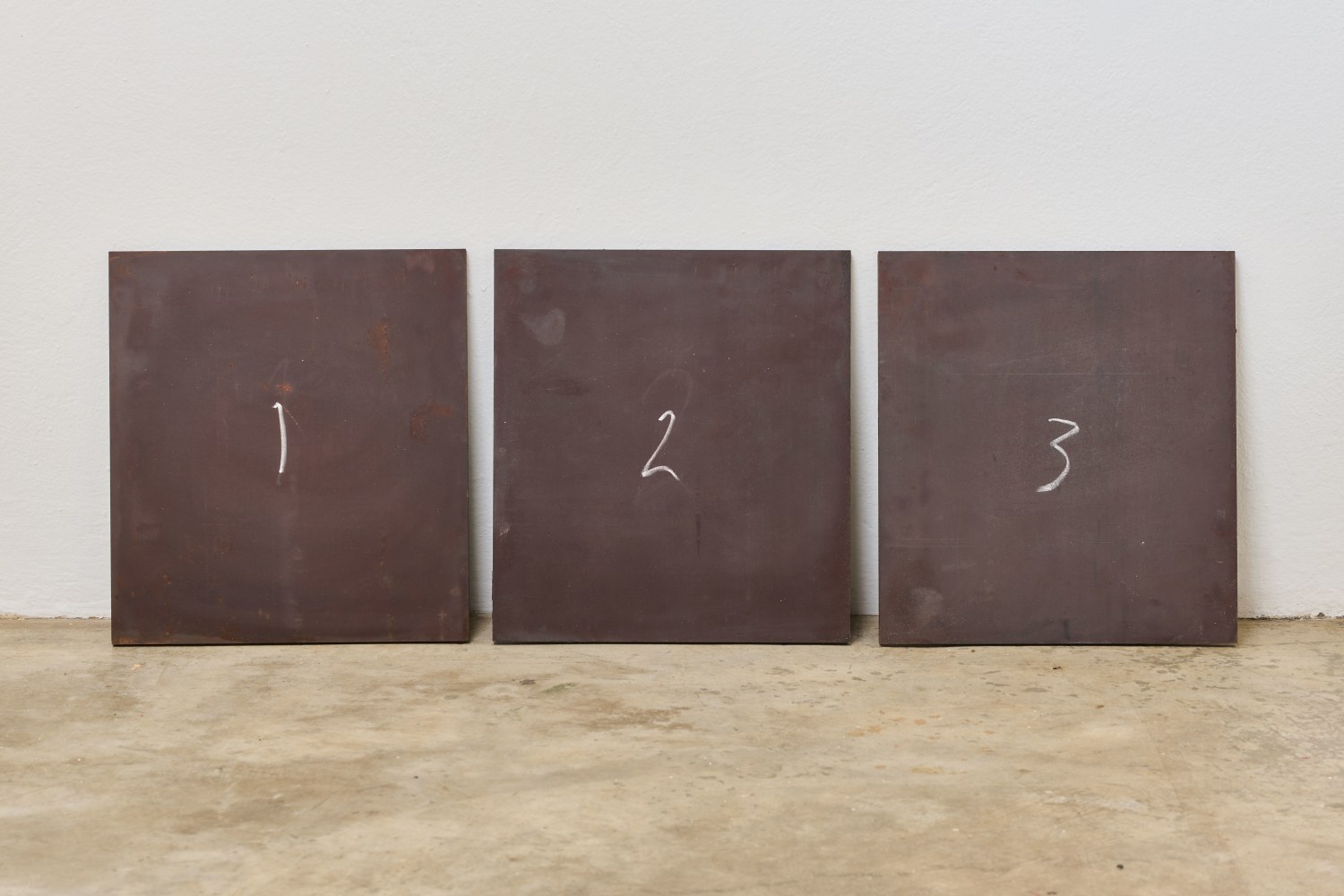 Jeremy Wafer

1, 2, 3, 2023

Steel, chalk

Each: 33 x 30 x 1 cm / 11.8 x 3.9 x 5.9 in.

Unique