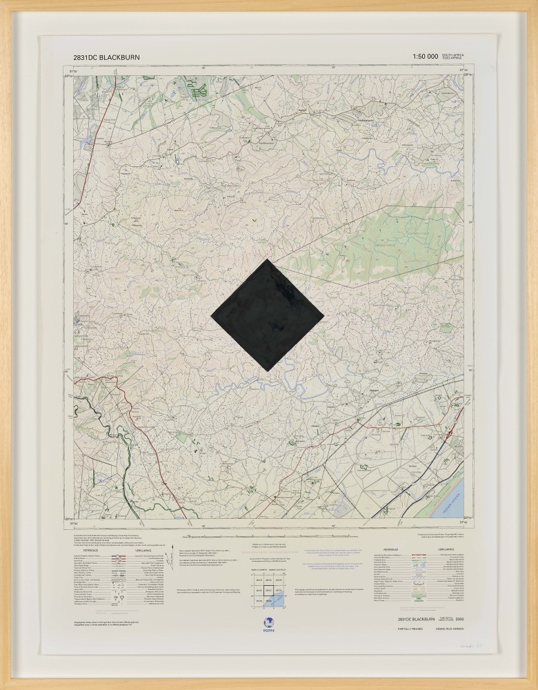Jeremy Wafer

Location 11, 2023

1:50 000 scale Government issue map of

a South African location, ink and paint

77 x 58 cm / 195.6 x 147.3 in.
