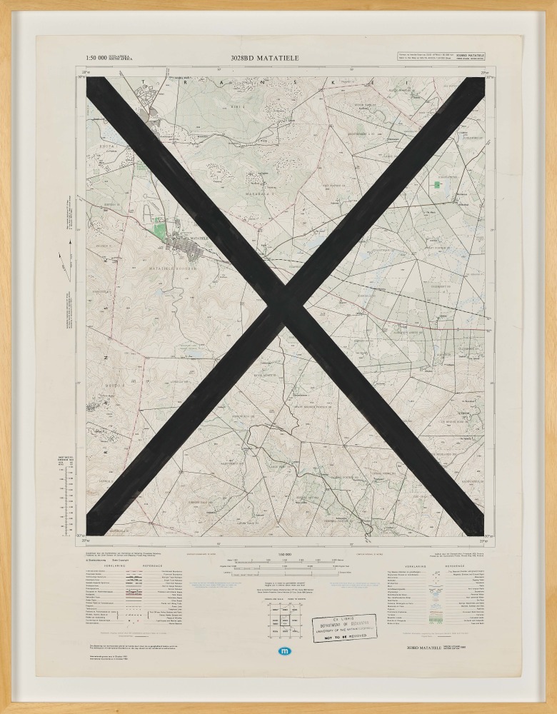 Jeremy Wafer

Location 9, 2023

1:50 000 scale Government issue map of

a South African location, ink and paint

77 x 58 cm / 195.6 x 147.3 in.