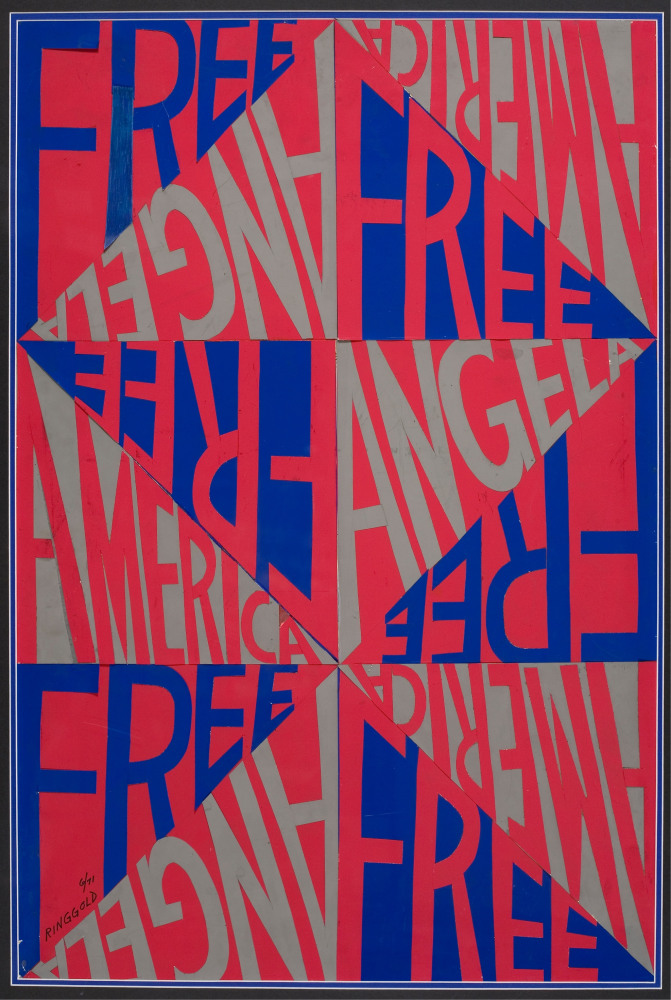 Faith Ringgold

America Free Angela, 1971

Cut paper

Work: 76.2 x 50.8 cm (30 x 20 in.)

Unique

&amp;nbsp;

Enquire