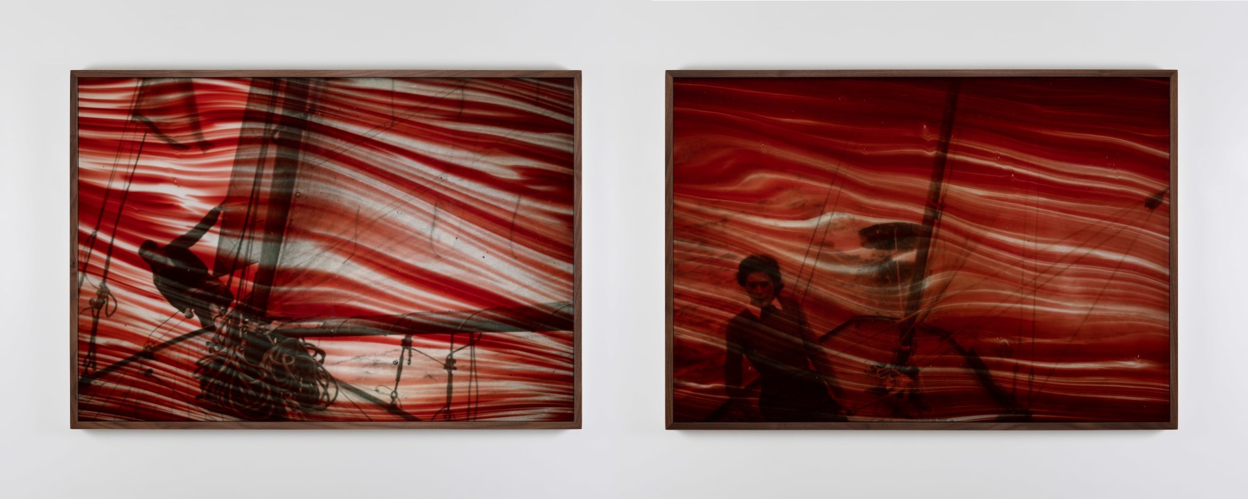 Dorothy Cross  Bloodlines Series (Bow &amp; Stern), 2024 diptych, framed photographs with red glass, unique 63.7 x 90.7 cm / 25.1 x 35.7 in framed, each