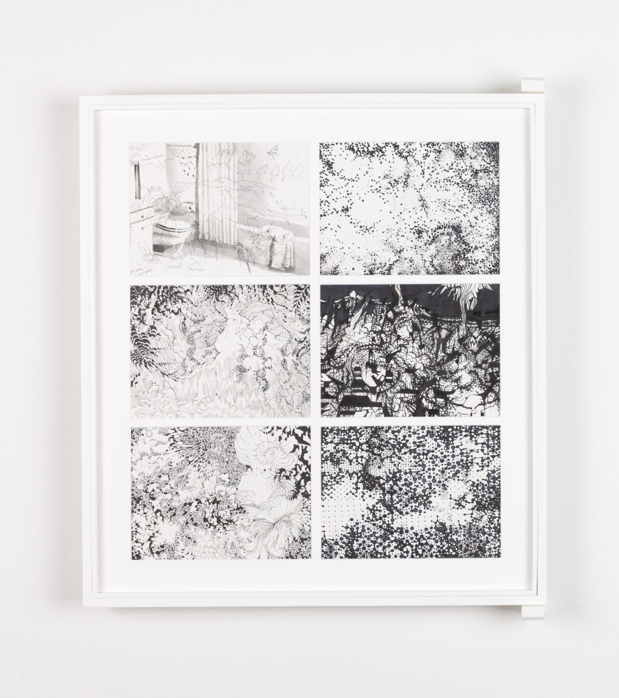 Eoin Mc Hugh&amp;nbsp;
io, pp. 37-42, 2016-2019
pigment ink on paper
six pages, 15 x 20 cm / 5.9 x 7.9 in each
54.7 x 49.7 x 2.5 cm / 21.5 x 19.6 x 1 in framed
Collection of Irish Museum of Modern Art, Dublin