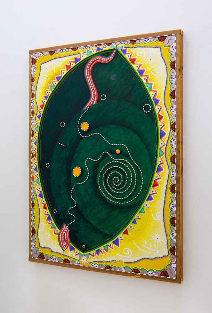 Daniel Rios Rodriguez&amp;nbsp;
Wandering Star,&amp;nbsp;2021
oil rope and nails on canvas with painted wood frame
205.7 x 156.2 cm / 81 x 61.5 in