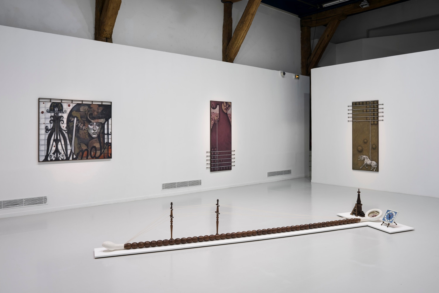 Justin Fitzpatrick, Receiving a painful message from my foot, Dee-Lite Dendrite, Proprioception: Split Nativity and Interoception: Stubbs Horse, 2023, courtesy of Seventeen gallery &amp;ndash; London, exhibition view of Ballotta, La Ferme du Buisson, 2024, &amp;copy; the artist and Adagp &amp;ndash; Paris | &amp;copy; photo Émile Ouroumov, 2024. Rights reserved