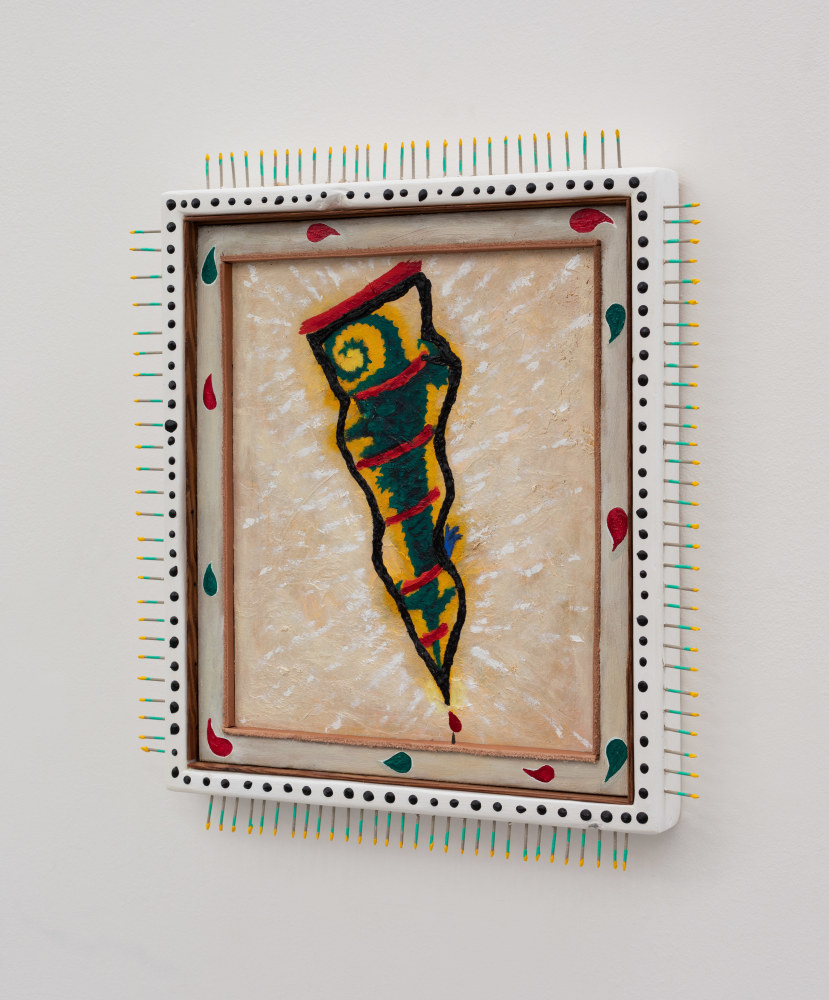 Daniel Rios Rodriguez&amp;nbsp;
Tool for Leavin&amp;#39;,&amp;nbsp;2020
oil, wood, nails on wood panel
44.5 x 39.4 cm / 17.5 x 15.5 in&amp;nbsp; &amp;nbsp;